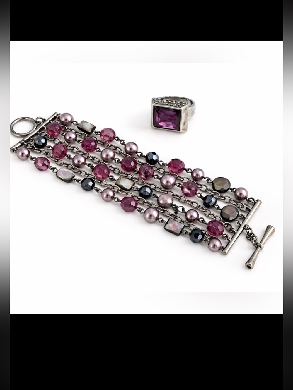 Elegant Multi-Color Bracelet and Ring Set